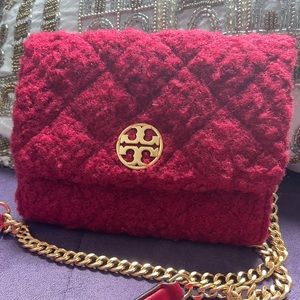 New Tory Burch Red Tweed Crossbody